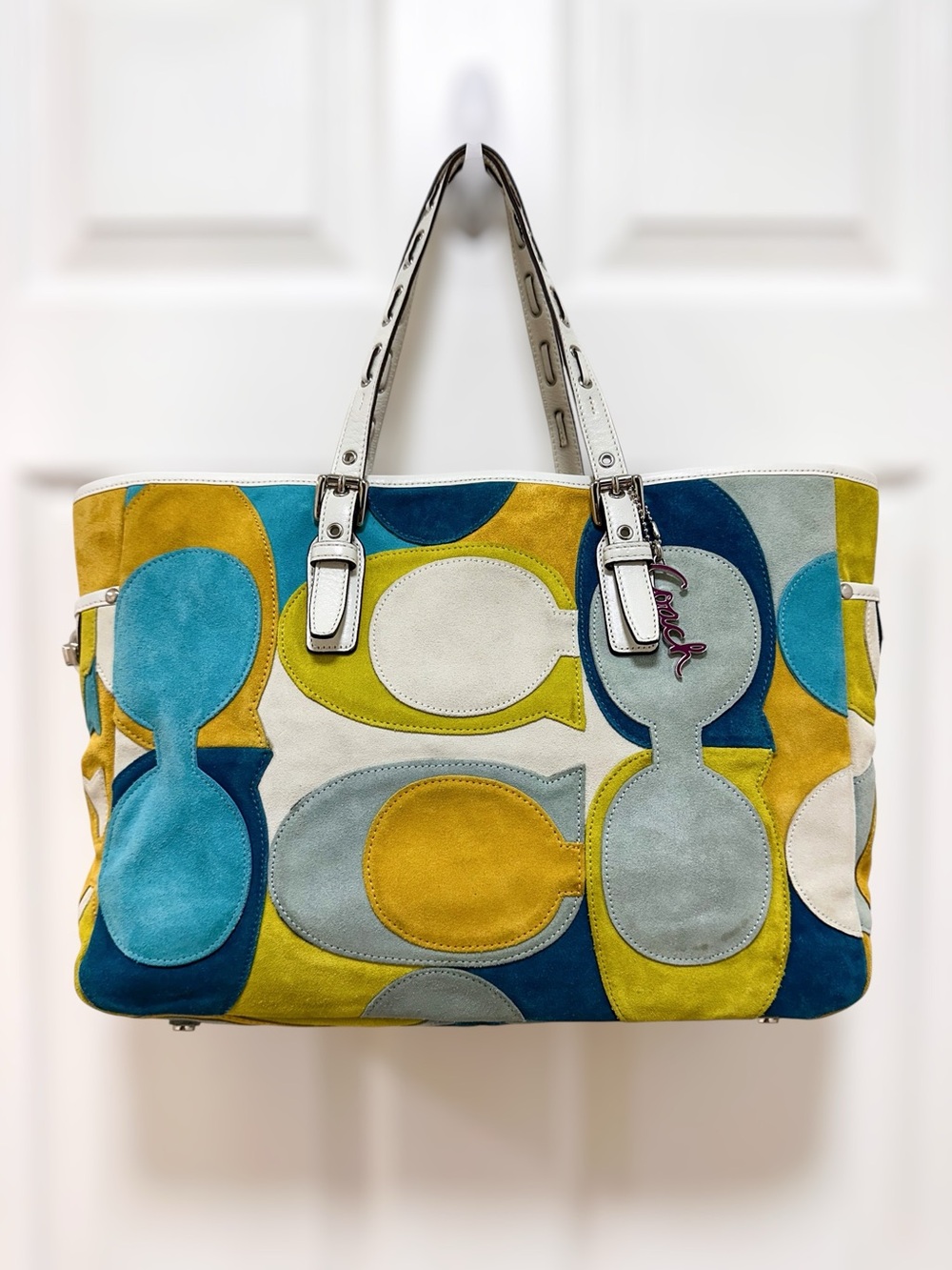 Coach Optic Signature Suede Patchwork Gallery Tote Shoulder Bag Ltd Edition